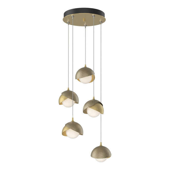 Brooklyn 5-Light Double Shade Pendant in Modern Brass with Soft Gold Accent - 131125-SKT-STND-86-84-GG0711 by Hubbardton Forge