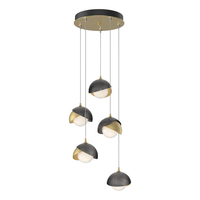 Brooklyn 5-Light Double Shade Pendant in Modern Brass with Ink Accent - 131125-SKT-STND-86-89-GG0711 by Hubbardton Forge