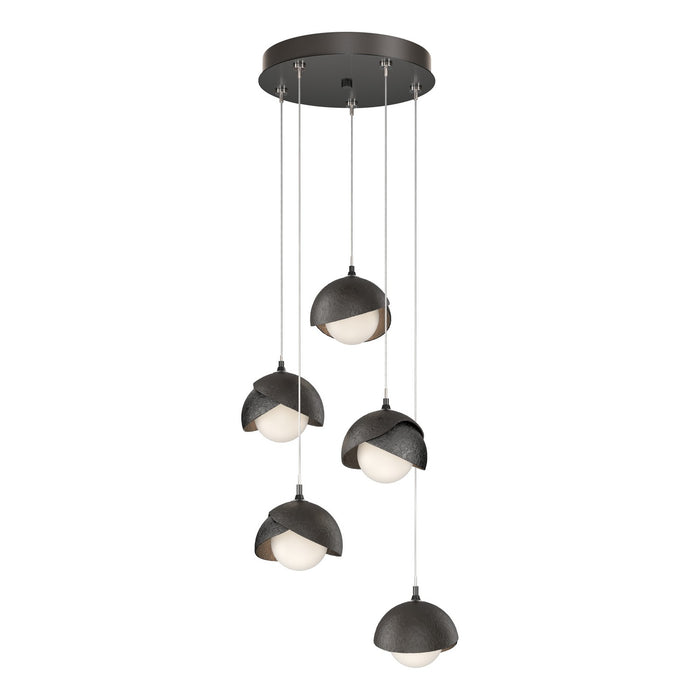 Brooklyn 5-Light Double Shade Pendant in Ink with Oil Rubbed Bronze Accent - 131125-SKT-STND-89-14-GG0711 by Hubbardton Forge