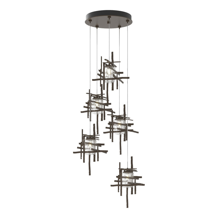 Tura 5-Light Seeded Glass Pendant in Bronze - 131126-SKT-STND-05-II0728 by Hubbardton Forge