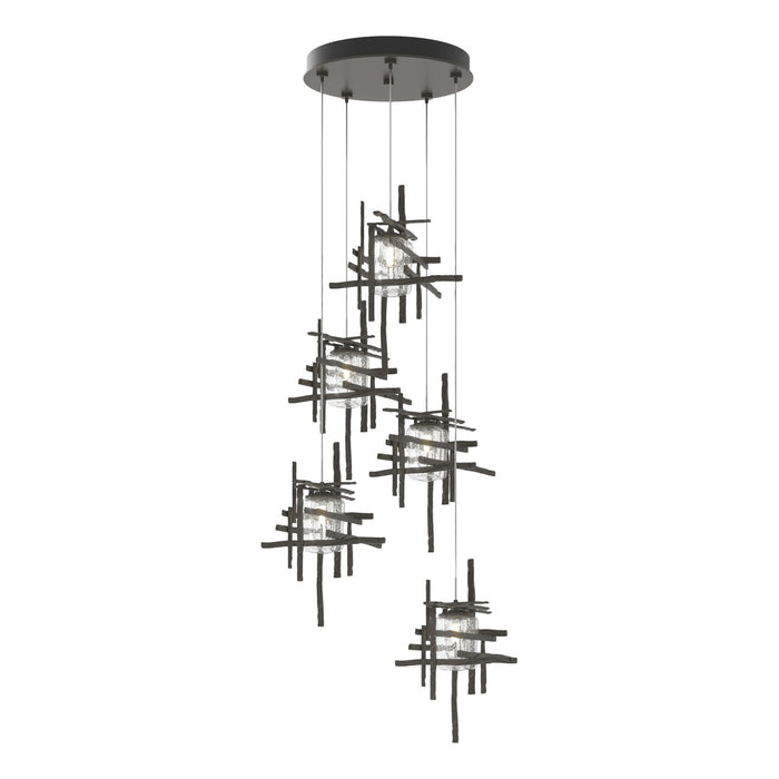 Tura 5-Light Seeded Glass Pendant in Dark Smoke - 131126-SKT-STND-07-II0728 by Hubbardton Forge