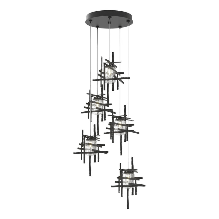 Tura 5-Light Seeded Glass Pendant in Black - 131126-SKT-STND-10-II0728 by Hubbardton Forge