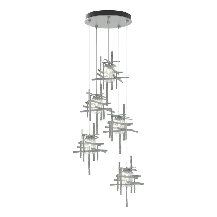 Tura 5-Light Seeded Glass Pendant in Vintage Platinum - 131126-SKT-STND-82-II0728 by Hubbardton Forge