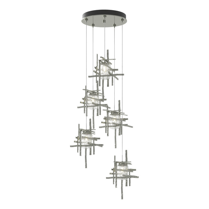 Tura 5-Light Seeded Glass Pendant in Sterling - 131126-SKT-STND-85-II0728 by Hubbardton Forge