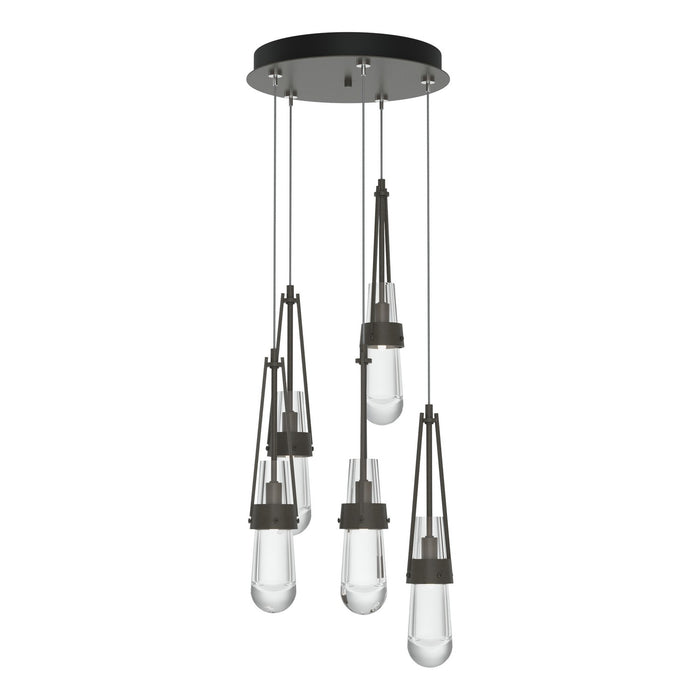 Link 5-Light Clear Glass Pendant in Dark Smoke - 131127-SKT-STND-07-ZM0434 by Hubbardton Forge