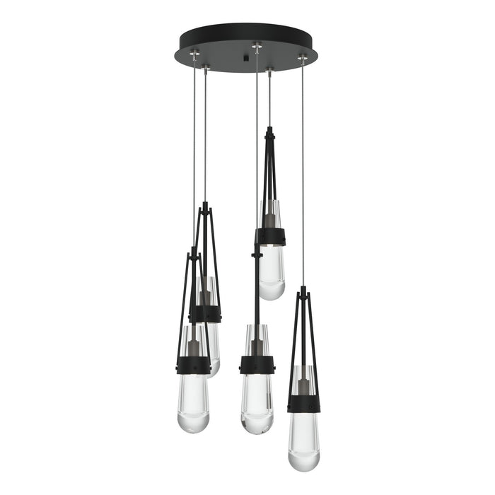 Link 5-Light Clear Glass Pendant in Black - 131127-SKT-STND-10-ZM0434 by Hubbardton Forge