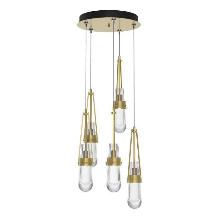 Link 5-Light Clear Glass Pendant in Modern Brass - 131127-SKT-STND-86-ZM0434 by Hubbardton Forge