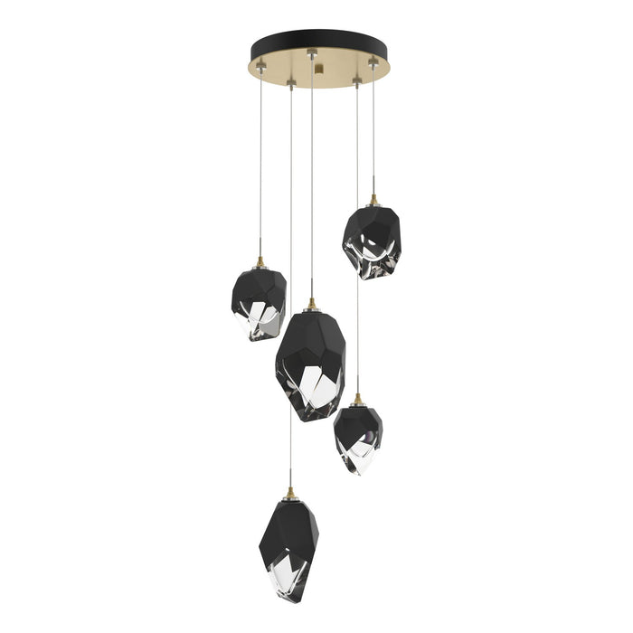 Chrysalis 5-Light Mixed Crystal Pendant in Modern Brass - 131139-SKT-STND-86-BP0756 by Hubbardton Forge