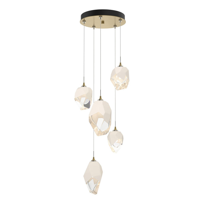 Chrysalis 5-Light Mixed Crystal Pendant in Modern Brass - 131139-SKT-STND-86-WP0756 by Hubbardton Forge