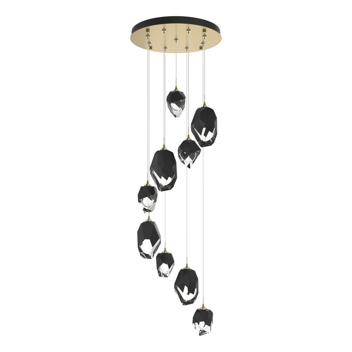 Chrysalis 9-Light Mixed Crystal Pendant in Modern Brass - 131142-SKT-STND-86-BP0756 by Hubbardton Forge