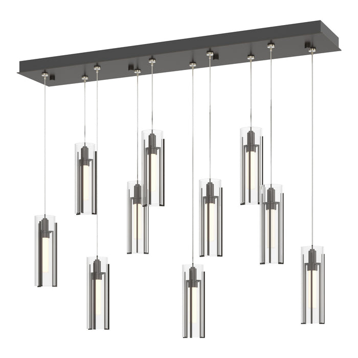 Exos Glass 10-Light Pendant in Oil Rubbed Bronze - 131204-SKT-STND-14-ZM0065 by Hubbardton Forge