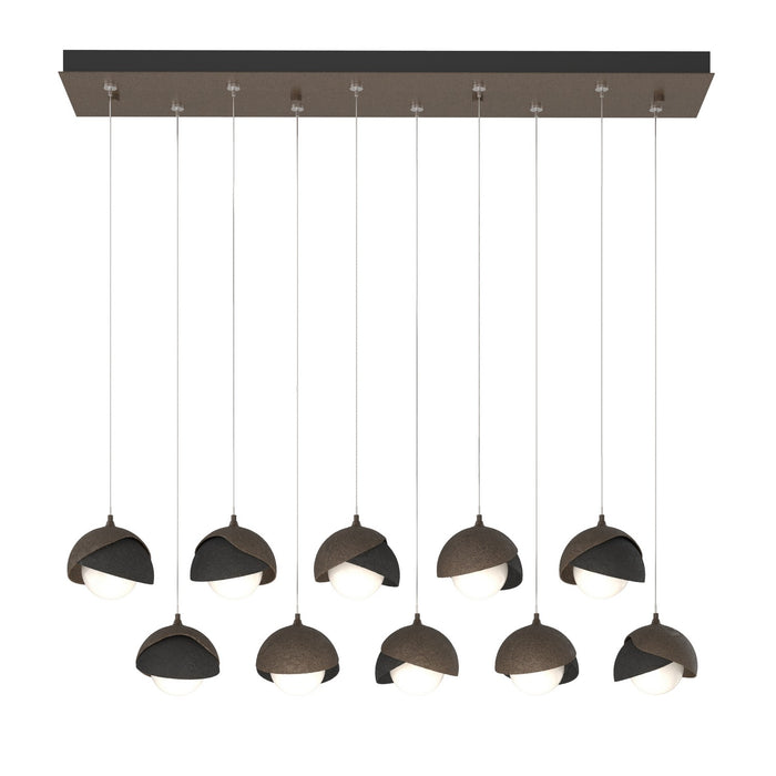 Brooklyn 10-Light Double Shade Pendant in Bronze with Black Accent - 131205-SKT-STND-05-10-GG0711 by Hubbardton Forge