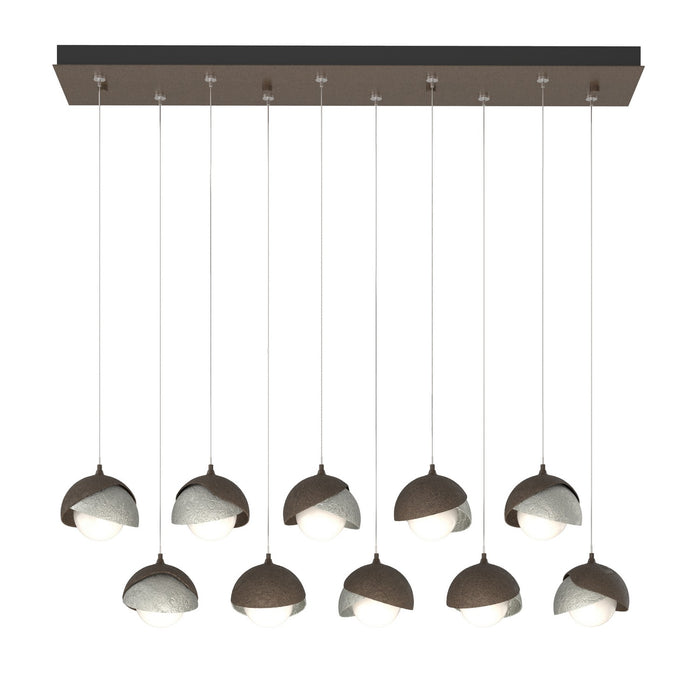 Brooklyn 10-Light Double Shade Pendant in Bronze with Sterling Accent - 131205-SKT-STND-05-85-GG0711 by Hubbardton Forge