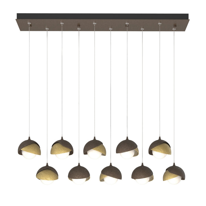 Brooklyn 10-Light Double Shade Pendant in Bronze with Modern Brass Accent - 131205-SKT-STND-05-86-GG0711 by Hubbardton Forge