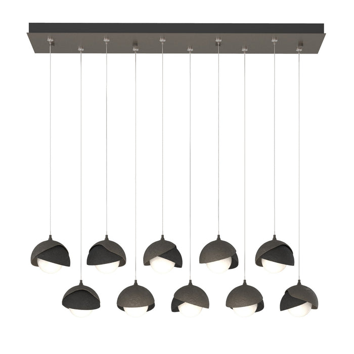 Brooklyn 10-Light Double Shade Pendant in Dark Smoke with Black Accent - 131205-SKT-STND-07-10-GG0711 by Hubbardton Forge