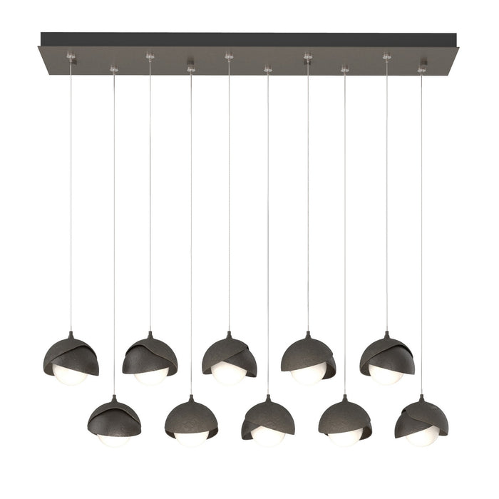 Brooklyn 10-Light Double Shade Pendant in Dark Smoke with Oil Rubbed Bronze Accent - 131205-SKT-STND-07-14-GG0711 by Hubbardton Forge