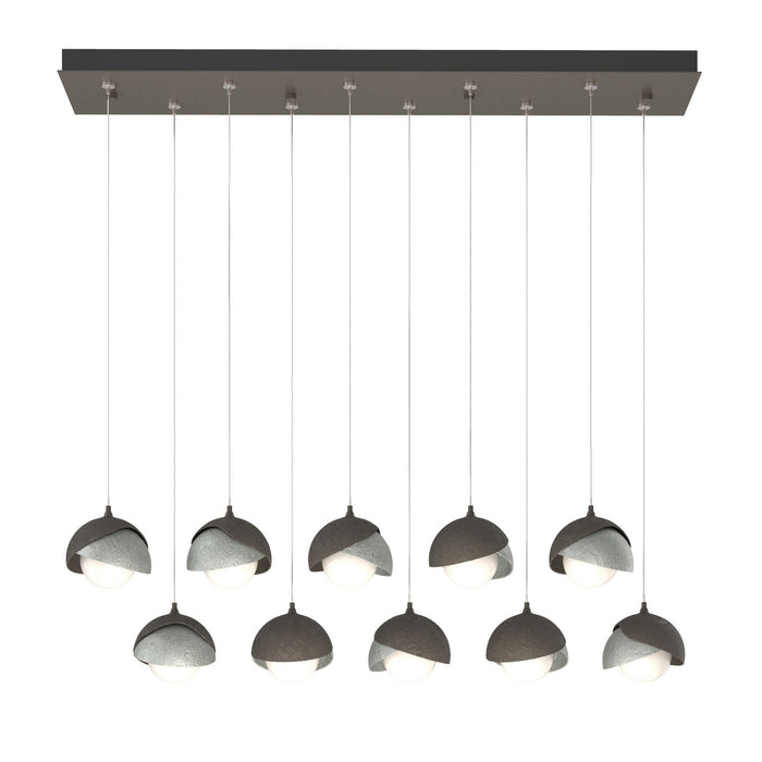 Brooklyn 10-Light Double Shade Pendant in Dark Smoke with Vintage Platinum Accent - 131205-SKT-STND-07-82-GG0711 by Hubbardton Forge