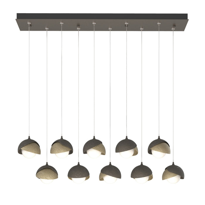 Brooklyn 10-Light Double Shade Pendant in Dark Smoke with Soft Gold Accent - 131205-SKT-STND-07-84-GG0711 by Hubbardton Forge