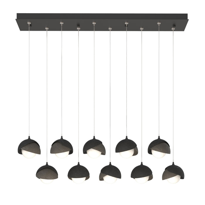 Brooklyn 10-Light Double Shade Pendant in Black with Dark Smoke Accent - 131205-SKT-STND-10-07-GG0711 by Hubbardton Forge