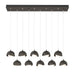 Brooklyn 10-Light Double Shade Pendant in Oil Rubbed Bronze with Dark Smoke Accent - 131205-SKT-STND-14-07-GG0711 by Hubbardton Forge