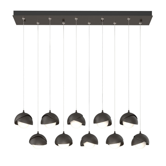 Brooklyn 10-Light Double Shade Pendant in Oil Rubbed Bronze with Oil Rubbed Bronze Accent - 131205-SKT-STND-14-14-GG0711 by Hubbardton Forge