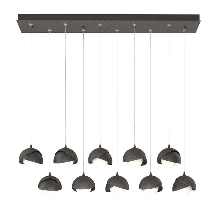 Brooklyn 10-Light Double Shade Pendant in Natural Iron with Oil Rubbed Bronze Accent - 131205-SKT-STND-20-14-GG0711 by Hubbardton Forge