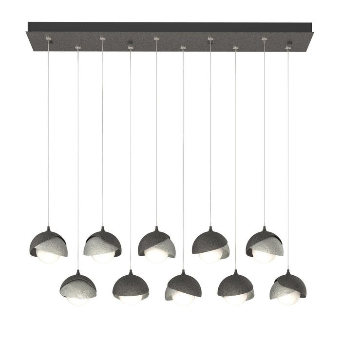 Brooklyn 10-Light Double Shade Pendant in Natural Iron with Sterling Accent - 131205-SKT-STND-20-85-GG0711 by Hubbardton Forge