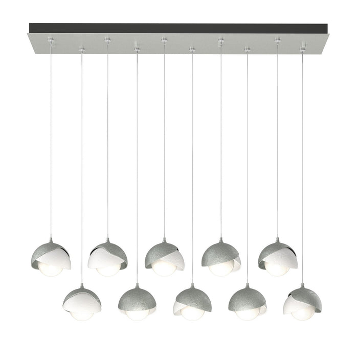 Brooklyn 10-Light Double Shade Pendant in Vintage Platinum with White Accent - 131205-SKT-STND-82-02-GG0711 by Hubbardton Forge