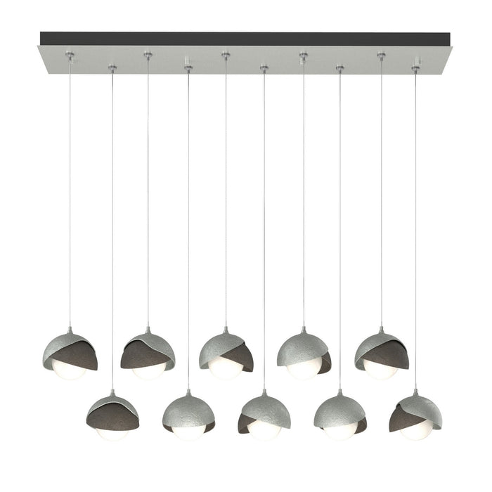 Brooklyn 10-Light Double Shade Pendant in Vintage Platinum with Dark Smoke Accent - 131205-SKT-STND-82-07-GG0711 by Hubbardton Forge