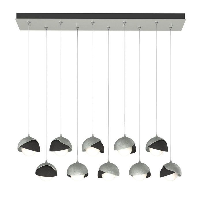 Brooklyn 10-Light Double Shade Pendant in Vintage Platinum with Black Accent - 131205-SKT-STND-82-10-GG0711 by Hubbardton Forge