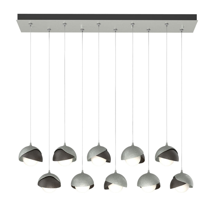 Brooklyn 10-Light Double Shade Pendant in Vintage Platinum with Oil Rubbed Bronze Accent - 131205-SKT-STND-82-14-GG0711 by Hubbardton Forge