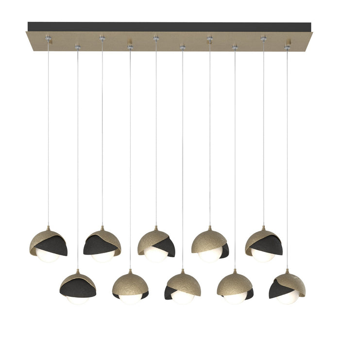 Brooklyn 10-Light Double Shade Pendant in Soft Gold with Black Accent - 131205-SKT-STND-84-10-GG0711 by Hubbardton Forge