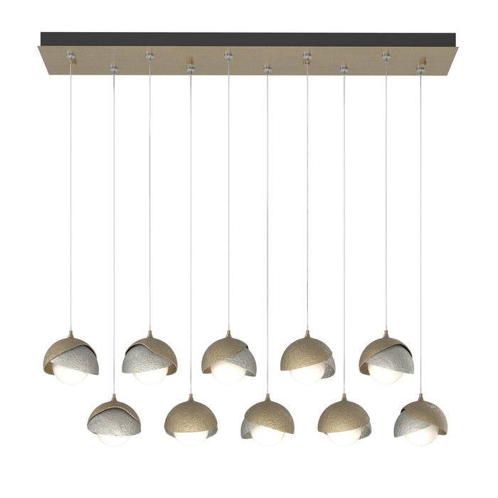 Brooklyn 10-Light Double Shade Pendant in Soft Gold with Sterling Accent - 131205-SKT-STND-84-85-GG0711 by Hubbardton Forge