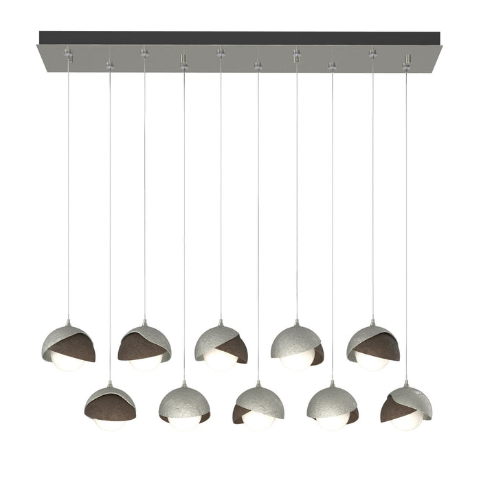 Brooklyn 10-Light Double Shade Pendant in Sterling with Bronze Accent - 131205-SKT-STND-85-05-GG0711 by Hubbardton Forge