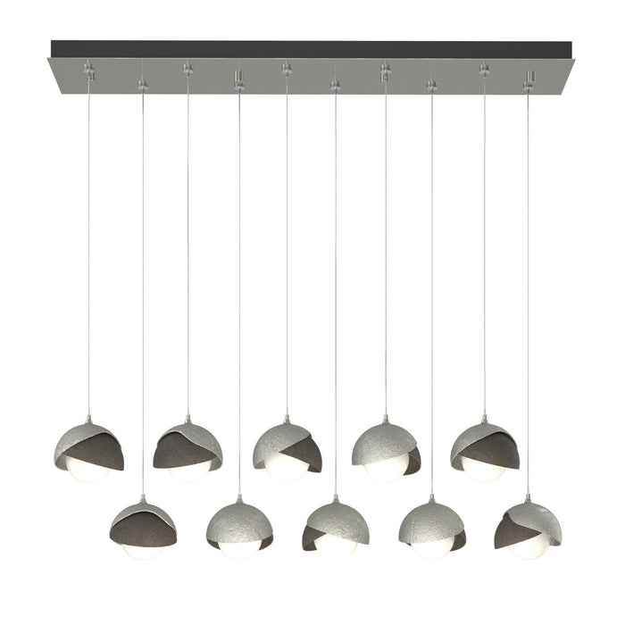 Brooklyn 10-Light Double Shade Pendant in Sterling with Dark Smoke Accent - 131205-SKT-STND-85-07-GG0711 by Hubbardton Forge