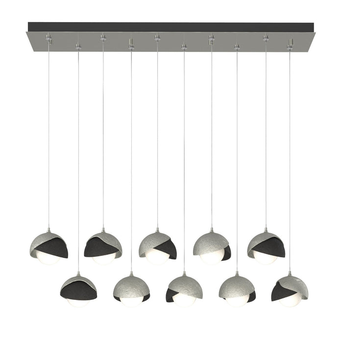 Brooklyn 10-Light Double Shade Pendant in Sterling with Black Accent - 131205-SKT-STND-85-10-GG0711 by Hubbardton Forge