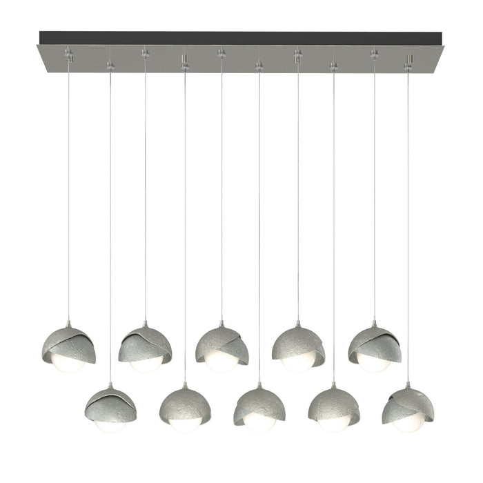 Brooklyn 10-Light Double Shade Pendant in Sterling with Vintage Platinum Accent - 131205-SKT-STND-85-82-GG0711 by Hubbardton Forge