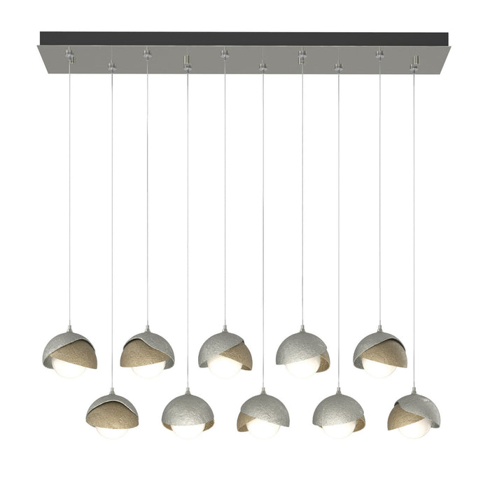 Brooklyn 10-Light Double Shade Pendant in Sterling with Soft Gold Accent - 131205-SKT-STND-85-84-GG0711 by Hubbardton Forge