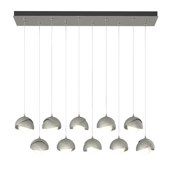 Brooklyn 10-Light Double Shade Pendant in Sterling with Sterling Accent - 131205-SKT-STND-85-85-GG0711 by Hubbardton Forge