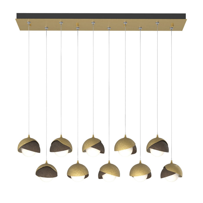 Brooklyn 10-Light Double Shade Pendant in Modern Brass with Bronze Accent - 131205-SKT-STND-86-05-GG0711 by Hubbardton Forge