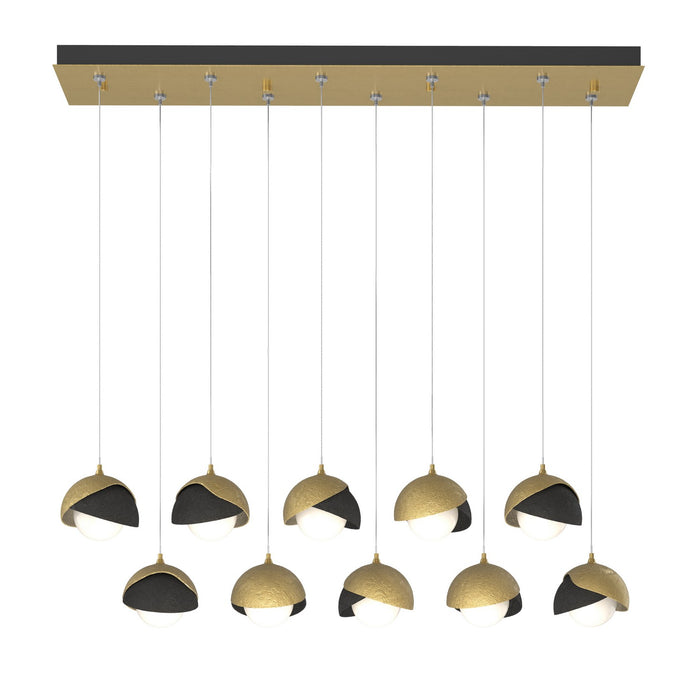 Brooklyn 10-Light Double Shade Pendant in Modern Brass with Black Accent - 131205-SKT-STND-86-10-GG0711 by Hubbardton Forge