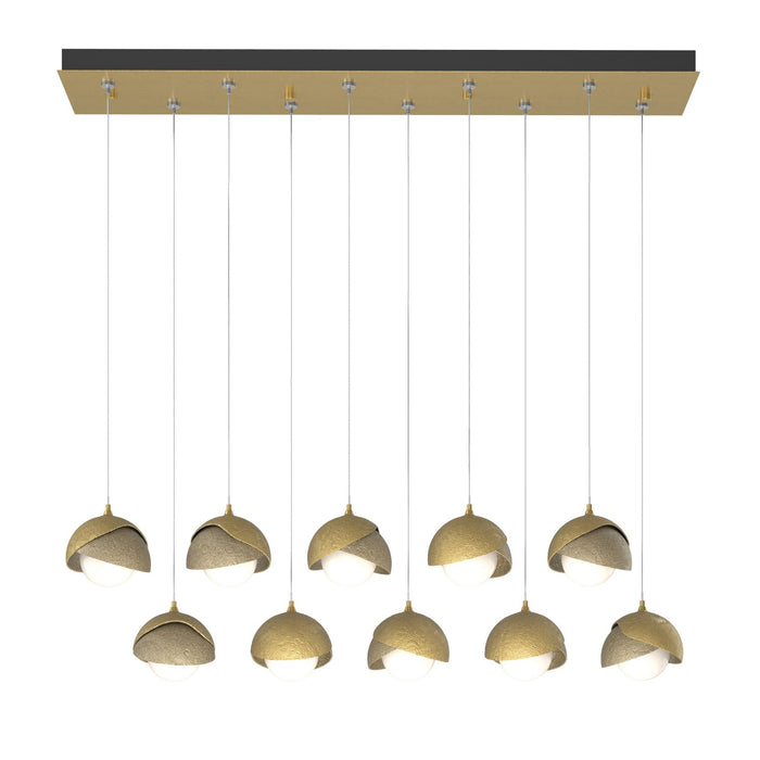 Brooklyn 10-Light Double Shade Pendant in Modern Brass with Soft Gold Accent - 131205-SKT-STND-86-84-GG0711 by Hubbardton Forge