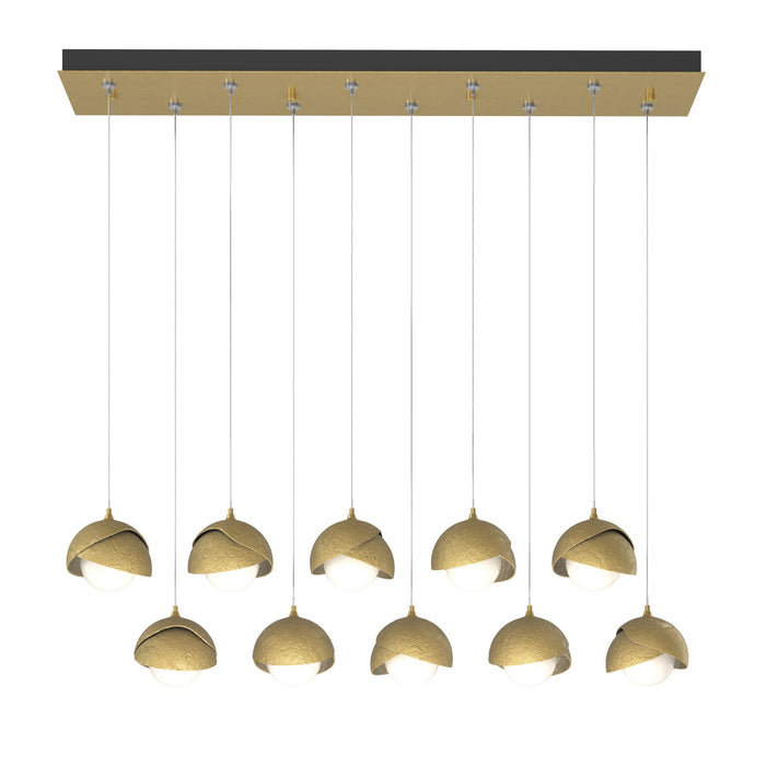 Brooklyn 10-Light Double Shade Pendant in Modern Brass with Modern Brass Accent - 131205-SKT-STND-86-86-GG0711 by Hubbardton Forge