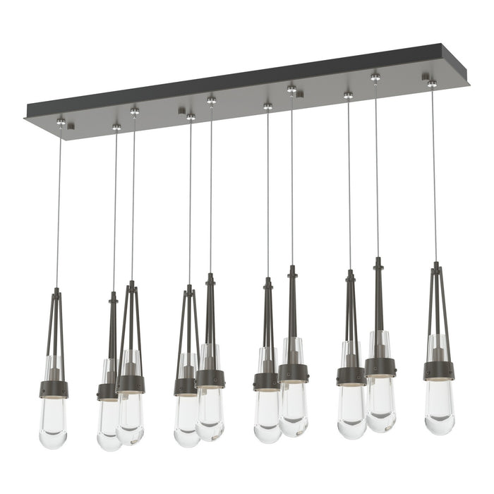 Link 10-Light Clear Glass Pendant in Dark Smoke - 131207-SKT-STND-07-ZM0434 by Hubbardton Forge