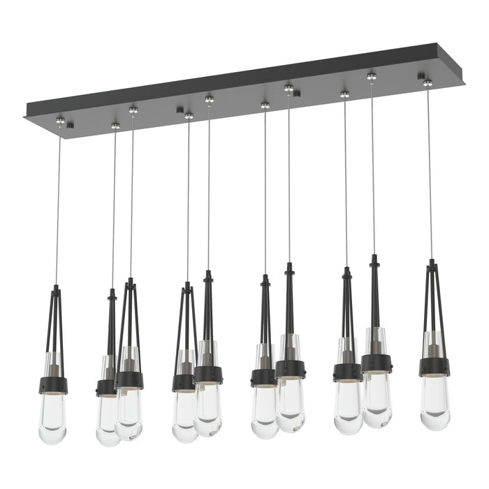 Link 10-Light Clear Glass Pendant in Black - 131207-SKT-STND-10-ZM0434 by Hubbardton Forge