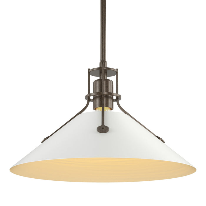 Henry Medium Steel Shade Pendant in Bronze with White Accent - 134550-SKT-MULT-05-02 by Hubbardton Forge