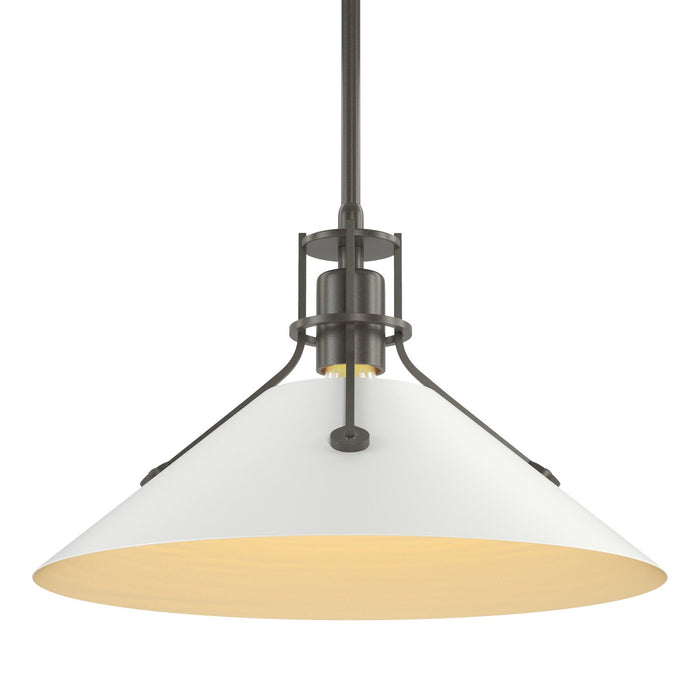 Henry Medium Steel Shade Pendant in Dark Smoke with White Accent - 134550-SKT-MULT-07-02 by Hubbardton Forge