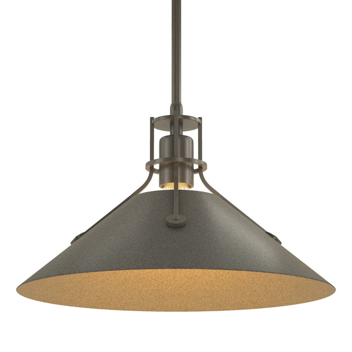 Henry Medium Steel Shade Pendant in Dark Smoke with Natural Iron Accent - 134550-SKT-MULT-07-20 by Hubbardton Forge