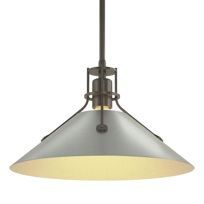 Henry Medium Steel Shade Pendant in Dark Smoke with Vintage Platinum Accent - 134550-SKT-MULT-07-82 by Hubbardton Forge