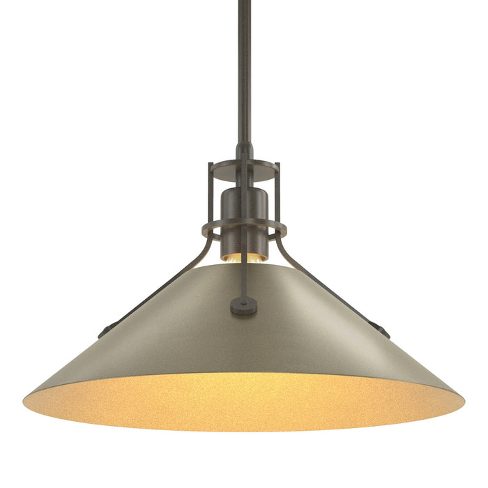 Henry Medium Steel Shade Pendant in Dark Smoke with Soft Gold Accent - 134550-SKT-MULT-07-84 by Hubbardton Forge